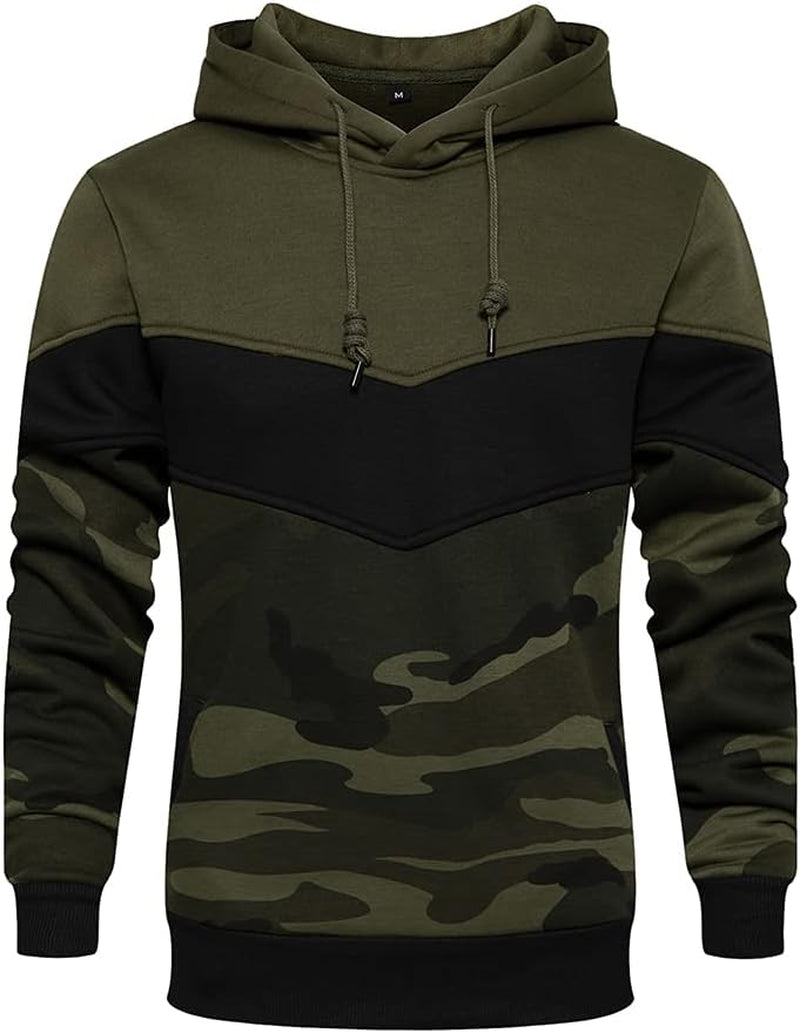 Mens Hooded Sweatshirt Casual Long Sleeve Drawstring Print Pullover Hoodies