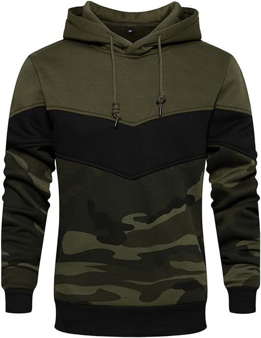 Mens Hooded Sweatshirt Casual Long Sleeve Drawstring Print Pullover Hoodies