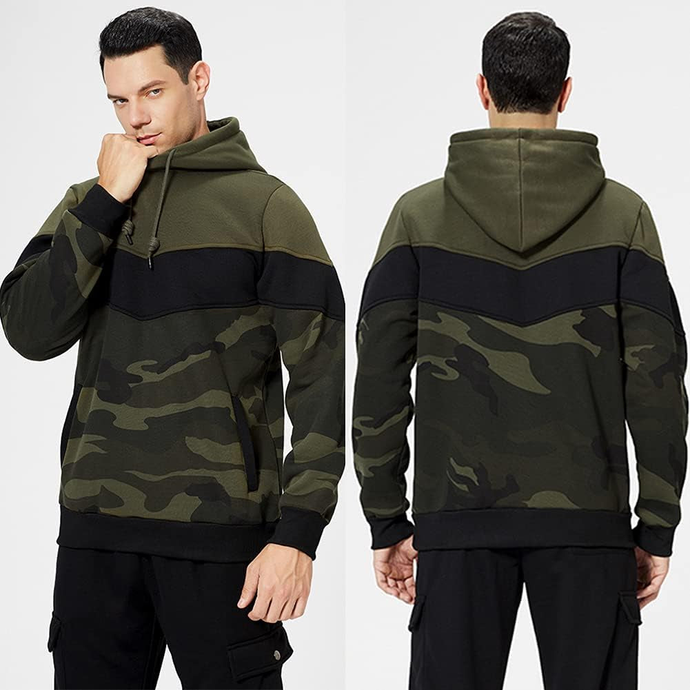 Mens Hooded Sweatshirt Casual Long Sleeve Drawstring Print Pullover Hoodies
