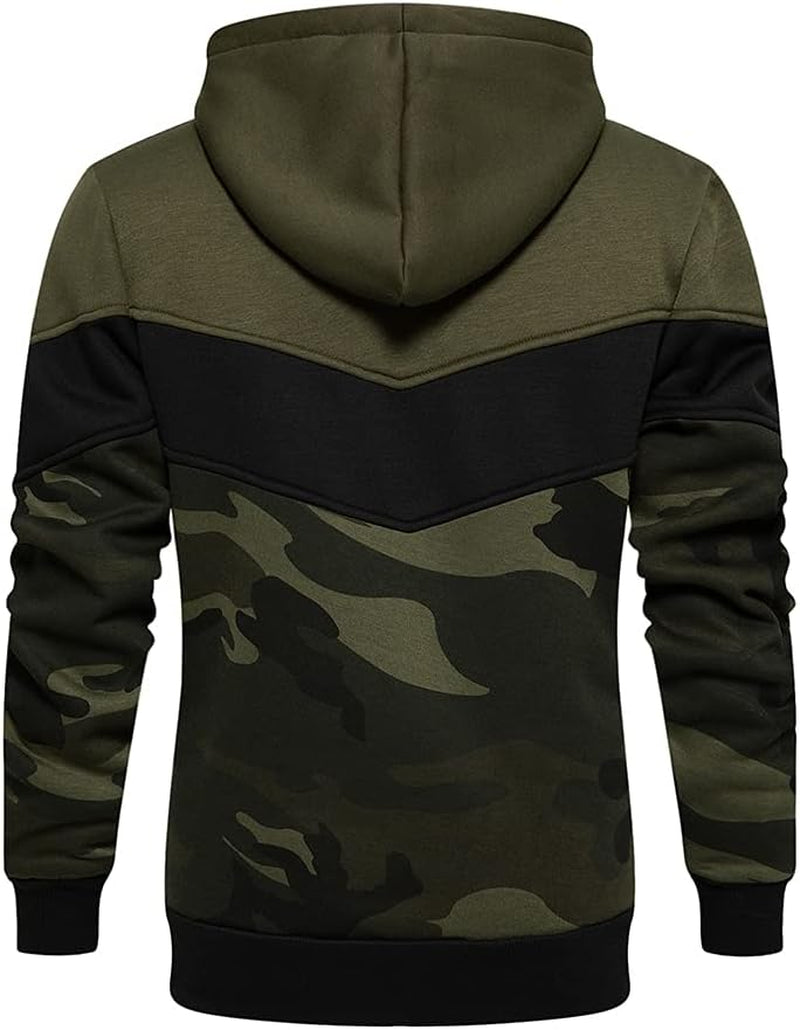 Mens Hooded Sweatshirt Casual Long Sleeve Drawstring Print Pullover Hoodies