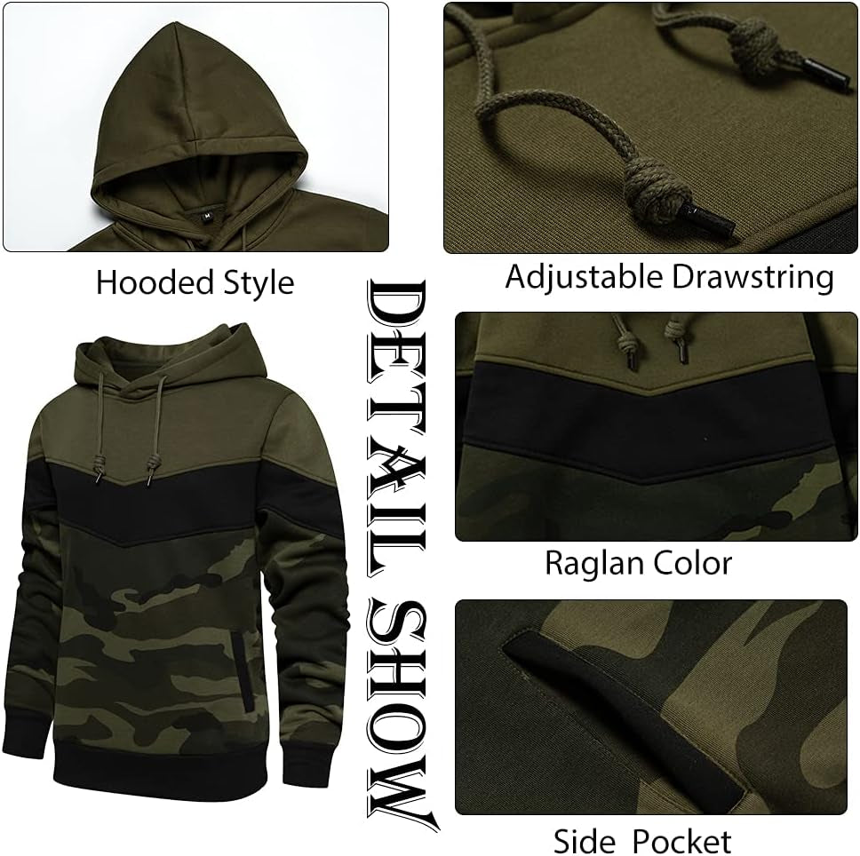 Mens Hooded Sweatshirt Casual Long Sleeve Drawstring Print Pullover Hoodies