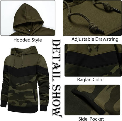 Mens Hooded Sweatshirt Casual Long Sleeve Drawstring Print Pullover Hoodies